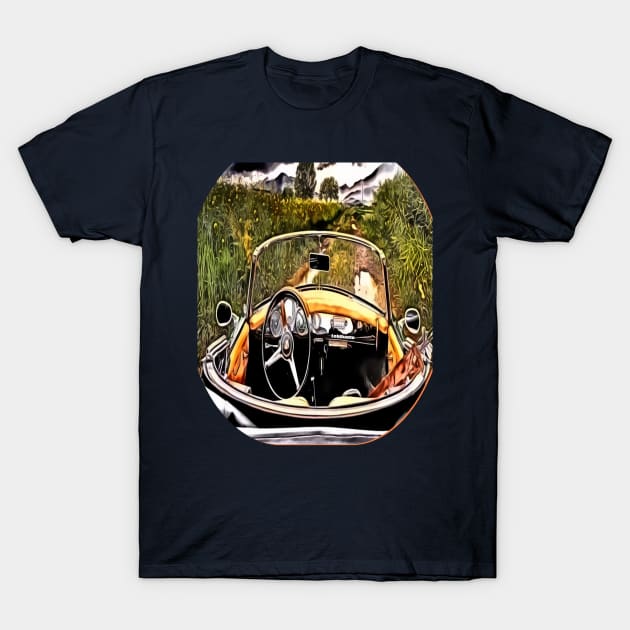 Yellow Car Cartoon T-Shirt by Lebihanto